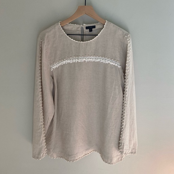 J. Crew Tops - J. Crew embroidered linen top cream size 16T‎